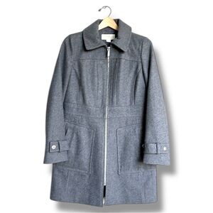 Michael Michael Kors Gray Wool Full Zip Car Coat/Pea Coat Size Small
